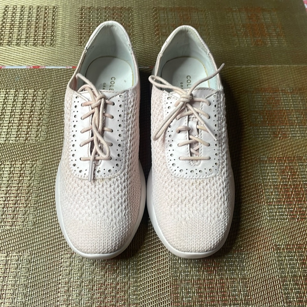 Cole Haan 2.0 Ella Grand O.S. Pink Knit Oxford Sneaker Lace Up Shoes Size 7B